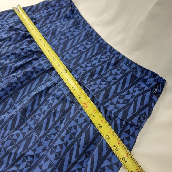 SILK 6 8 MADEWELL BLACK BLUE geometric print lined preppy mini SKIRT medium - Picture 3 of 11